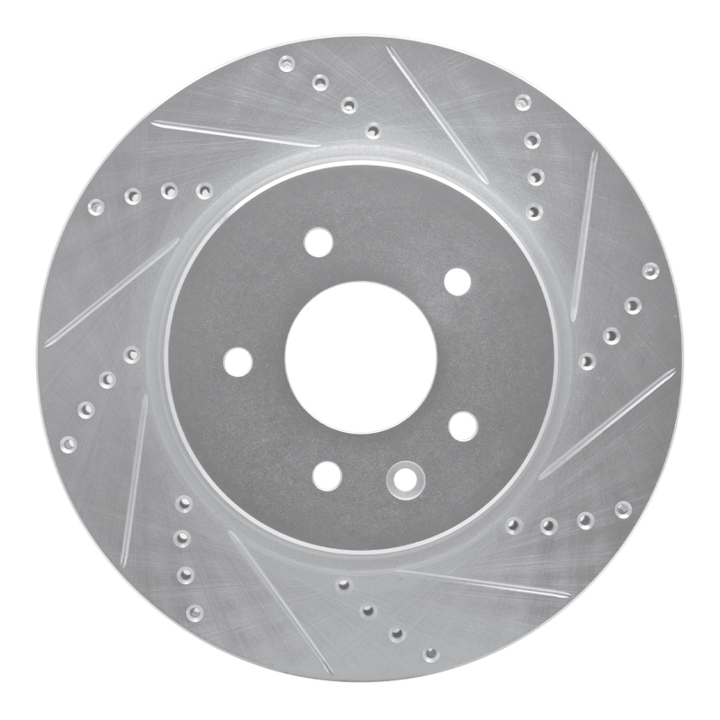Jaguar XJR Brake Rotor (1) - Rear Right - R1 Concepts - Drilled & Slotted - Silver - `00-`06